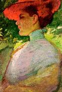 Frank Duveneck Lady With a Red Hat oil on canvas